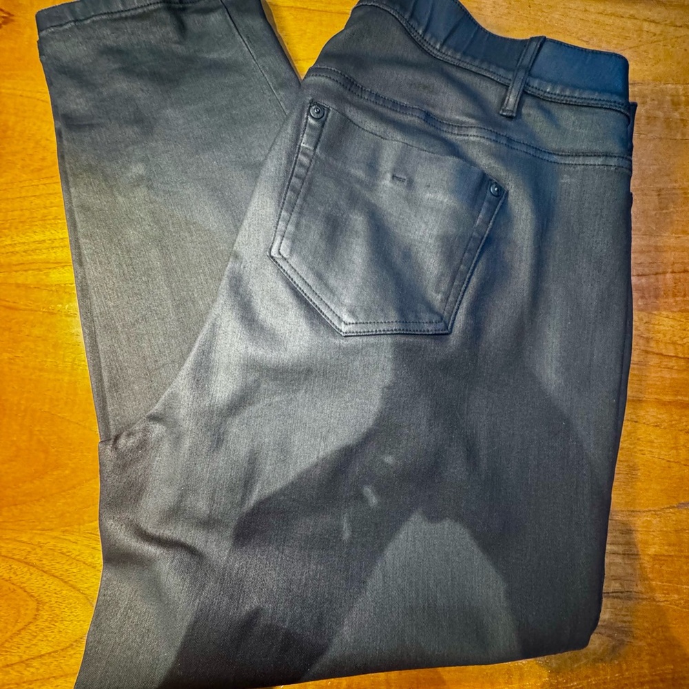 J. Jill Authentic Fit Coated Black Jeans - Slim Ankle - 16P